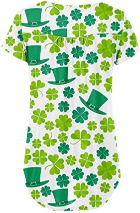 Дамска Риза в Деня на Св. Патрик, с V-образно деколте, Къс Ръкав, Ирландска Детелина, Графични Тениски, Забавни Щастливи