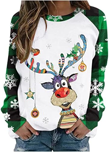 NOKMOPO, Дамски Пуловер, Пуловери, Дамски Ежедневни Модерен Пуловер с Коледните Принтом Топ с кръгло деколте и Дълъг