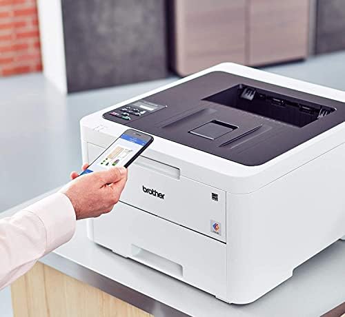 Компактен цифров Безжичен Цветен лазерен принтер, Brother HL-L3230CDW, Автоматичен двустранен печат - до 25 страници в минута - Въвеждане на 250 Листа -Бял, с кабел за принтер Wuli