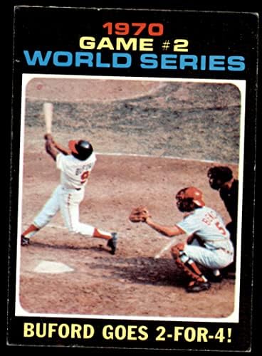 1971 Topps # 328 Световните серии 1970 - Игра # 2 - Бюфорд излиза 2:4 Дон Бюфорд / Джони Пейка Балтимор / Синсинати Ориолс / Редс (Бейзболна картичка) EX/ MOUNT Ориолс /Редс