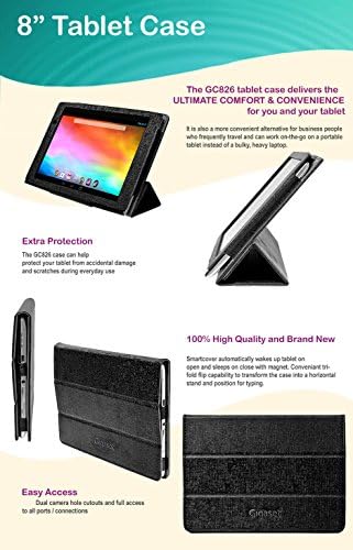 Калъф-за награда за таблет Gigaset 8 , черна - Съвместима с iPad Mini, QV830, LePan Mini и други 8-инчови планшетами