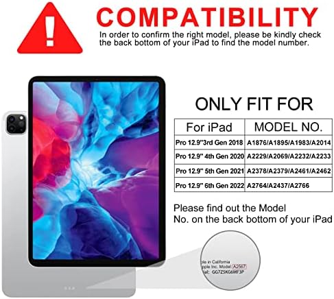 Магнитен калъф OPAKIT за iPad Pro 12.9 3-ти / 4-ти / 5-ти / 6-то поколение 2018/2020/2021/2022 с Държач за Моливи, Въртяща се Подвижна Прозрачен калъф от изкуствена кожа, устойчиви на надра?