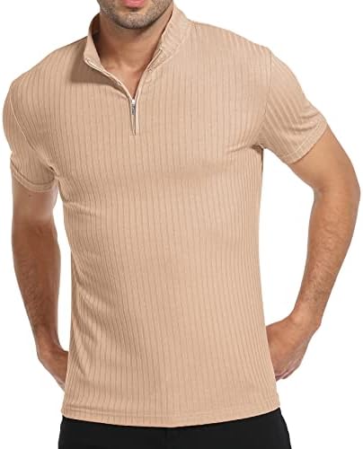 Мъжки Ризи Поло Sailwind С Къс ръкав, Оребрена Тениска С Имитация на шията на една Четвърт от мълния В рубчик