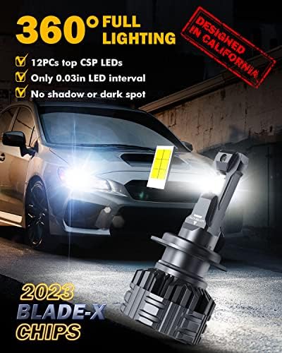 Led лампи Auxbeam 2023 серия F22 серия H7, 24000ЛМ, на 700% по-Ярка led лампа с висока мощност 110 W, Декодер с антимерцающим