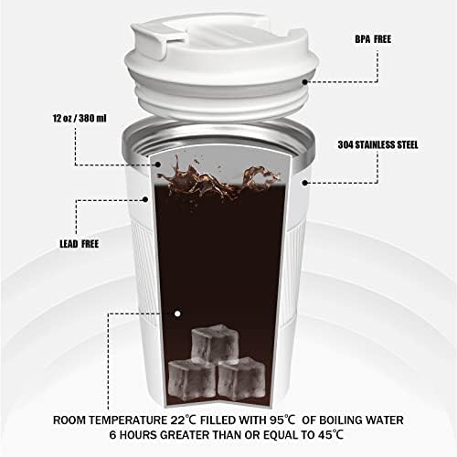 Чаша за пътуване PHREKUDA, утайка от Чаша Кафе, чаша с херметически капак, защита от разливане, 12 унции, Неръждаема