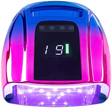 QraraZL Акумулаторна Сушилня за нокти 96 W Высокомощная Професионална Лампа за нокти с LCD дисплей UV LED (синьо и розово)