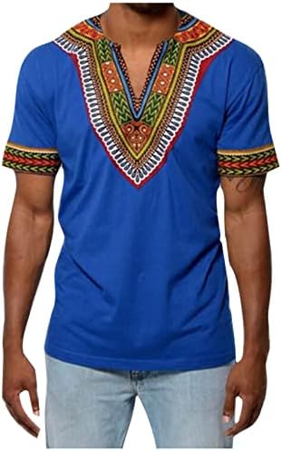 Африкански Етнически Тениски с V-образно деколте и Къс ръкав за Мъже, Забавни Блузи с Графичен Принтом, Летен Хипстерский