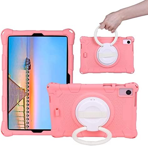 Защитен калъф MUUGO за деца, съвместим с Samsung Galaxy Tab S6 Lite 10.4 2020 SM-P610/P615, Мек силикон Лесен за носене, ръчно колан, пагон, въртяща се стойка (розов цвят)