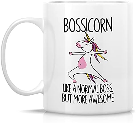 Забавна чаша за Retreez - Керамични чаши за кафе Bossicorn Boss Unicorn обем 11 грама - Забавни, Саркастичные, Мотивиращи,