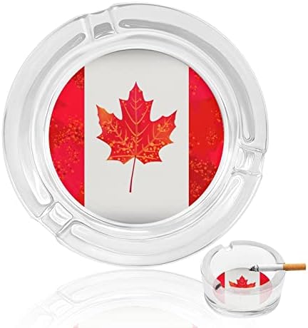 Стъклени Пепелници с Флага на Канадския Клен за Цигари, Ветрозащитный кофа за Боклук, Необичайни Пепелници с Принтом