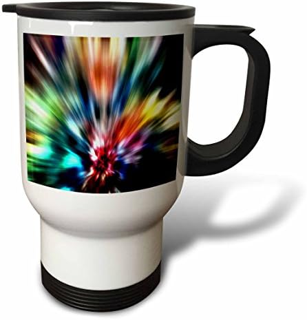 Пътна чаша 3dRose Burst of Colors - Оцветител за равенство в ретро стил с цветни графики Starburst, 14 грама, Многоцветен