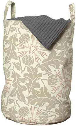 Абстрактна чанта за дрехи Ambesonne, Повтарящи се мотиви под формата на цветове от глухарче и листа в ретро стил, Кошница