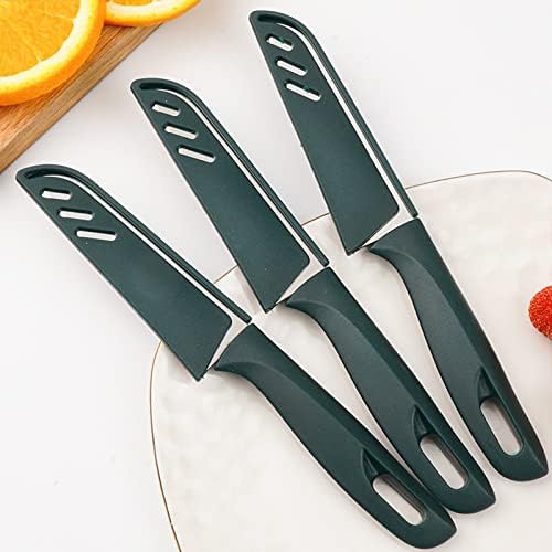 Нож за почистване на зеленчуци, Нов Остър и здрав нож за плодове с защитен калъф, елегантна тъмно зелен цвят, подходящ