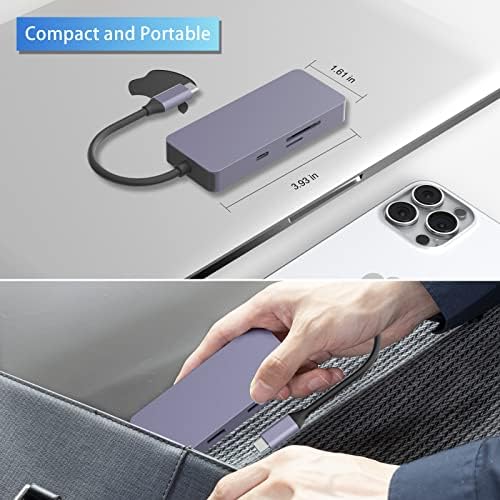 USB Адаптер C, Хъб USB C 6 в 1 с резолюция 4K, HDMI, порт USB3.0 * 2, 100 W PD, SD/TF за MacBook Pro/Air M1/M2, iPad