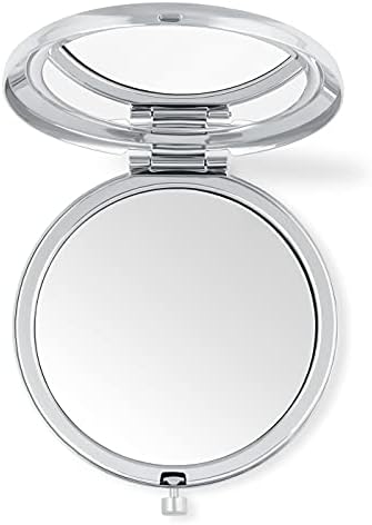 Сребърен Персонално Компактно огледало Maveron за жени - Аксесоар за козметични чанти за момичета - 2,6 x 2,6 x 0,5 инча