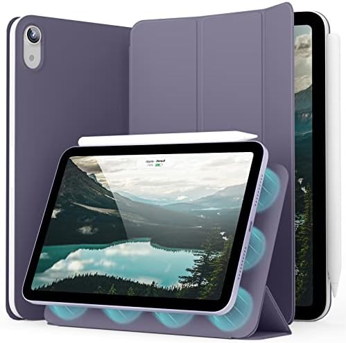 Калъф JKSML за iPad Air 5-то поколение 2022/iPad Air 4-то поколение 2020, Магнитен калъф за iPad Air 5/4, Умен калъф-награда за iPad Air 10,9 инча, Автоматичен режим на заспиване / събуждане, Лил