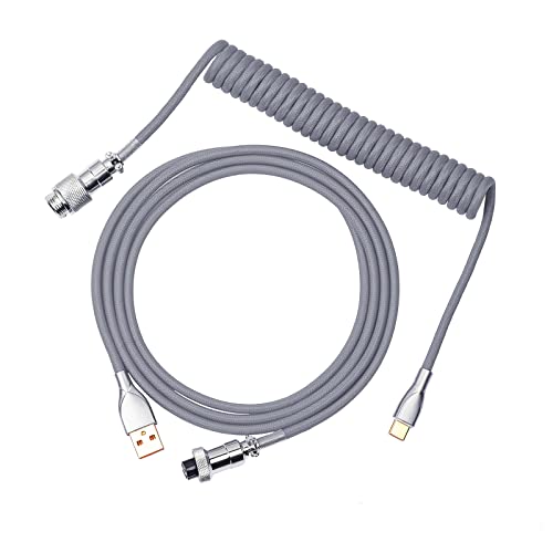 EPOMAKER Mix 1,8 м Спирален кабел Type-C за да се свържете механична клавиатура USB A TPU с подвижен конектор Aviator